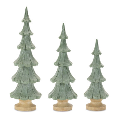 Glittered Pine Tree (Set of 3)