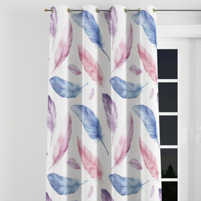 Kids Feathers Blackout Curtains - Airy Feather Light Grommet Curtain - 1 Panel