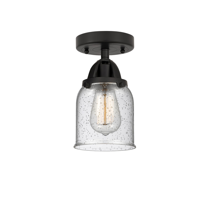 Plafonnier semi-encastré en verre, H 9,25 po x l 5 po x P 5 po, Grainé, Noir mat