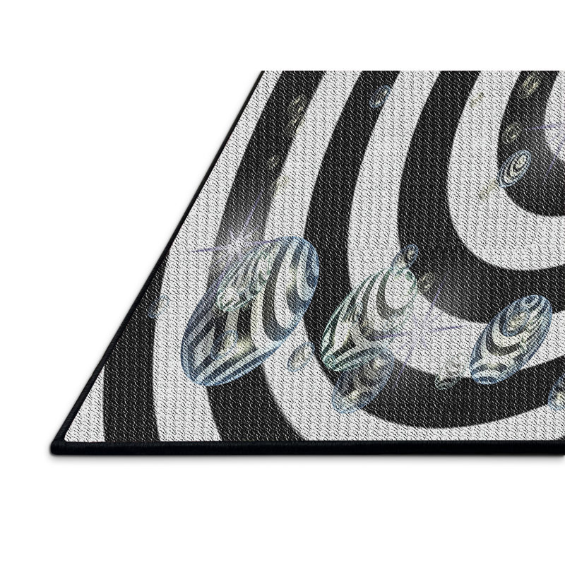 Tapis noir/blanc à motifs, Rectangle 2 pi x 5 pi