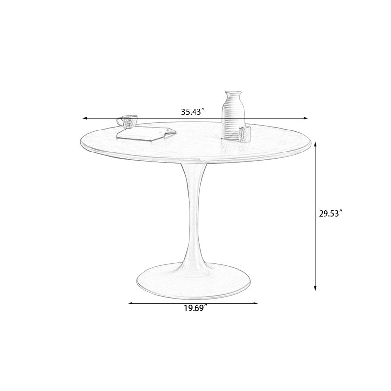 Walnut Round Solid Wood Dining table, 29.53"H x 35.43"L x 35.43"W