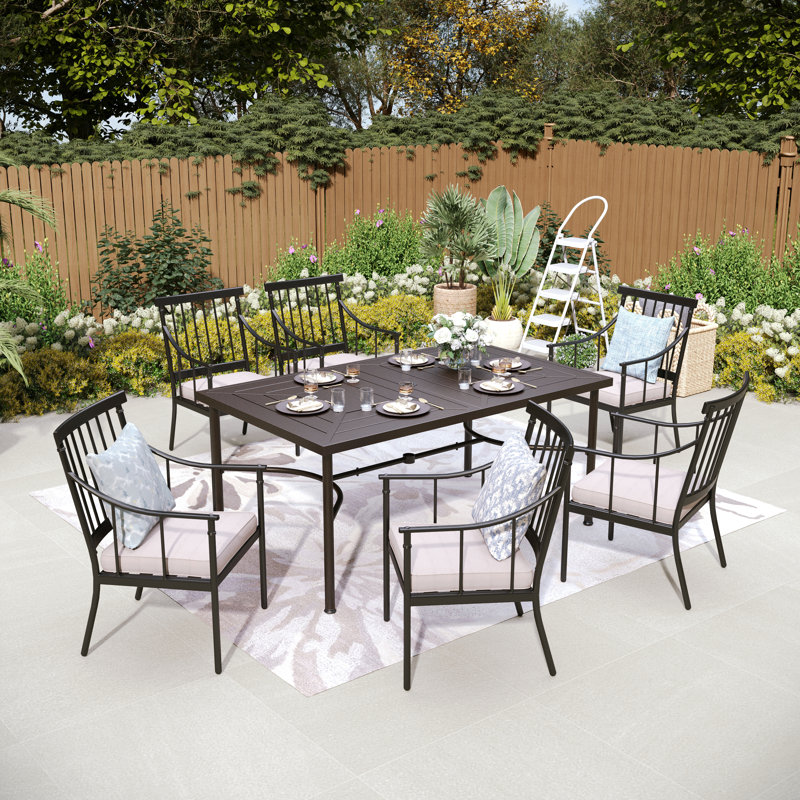 Gray Outdoor Dining Set for 6: Stylish Comfort for Your Patio 3 Gray Outdoor Dining Set for 6: Stylish Comfort for Your Patio