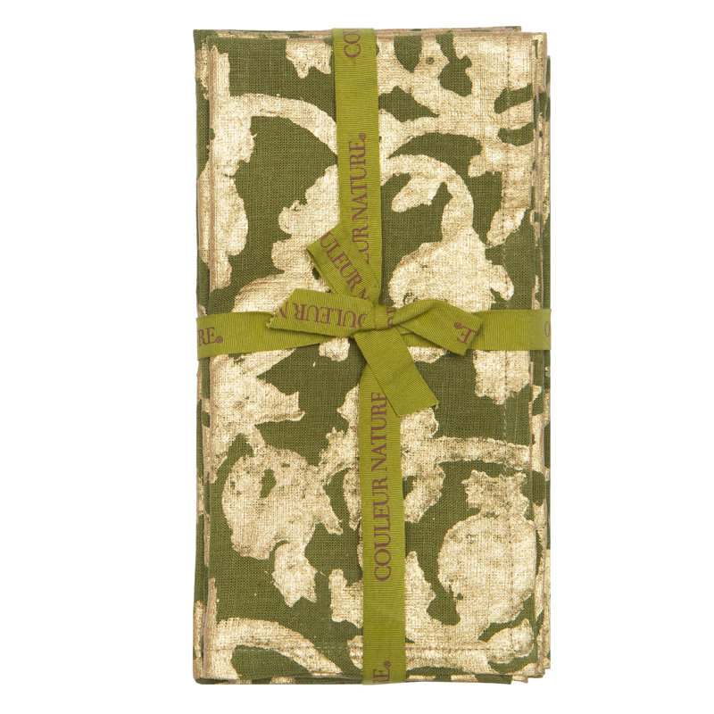 Saint-Rémy D’Or 100% Linen Square Napkins, 19" x 19", Vert