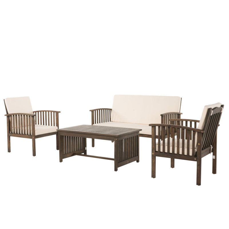 4Pc Chat With Wood Structure, Cream Gray Water- Materials, Assembly Tutorial Supplied, Decorative Feature For Home Decor Chat , Grey And Fabrics, Needed A Stylish Design