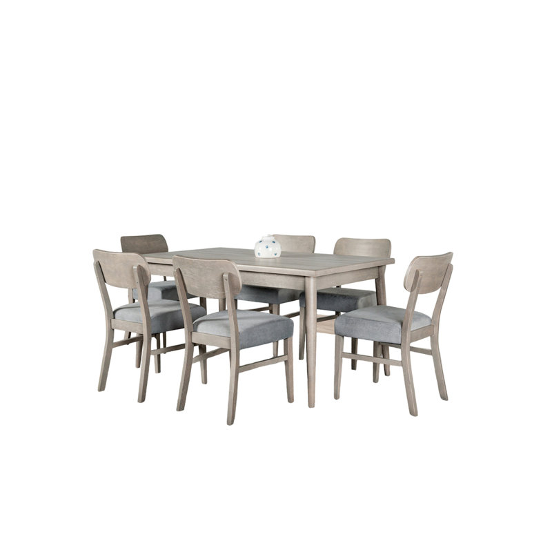 Ensemble de table de salle à manger 7 pièces Kene avec 6 chaises rembourrées Kene