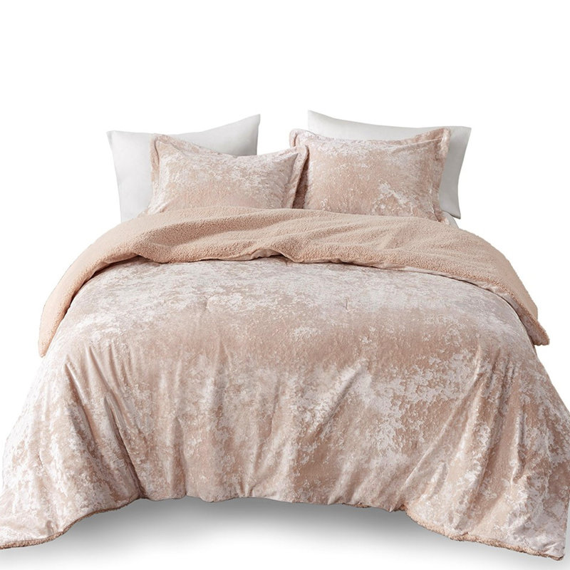 Édredon réversible avec velours froissé et intérieur chaud double / grand