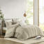 Ensemble de literie 3 pièces pour lit double / grand taupe - 100% coton, motif rayé, rembourrage, garniture, fraîcheur visible, lavable à la machine