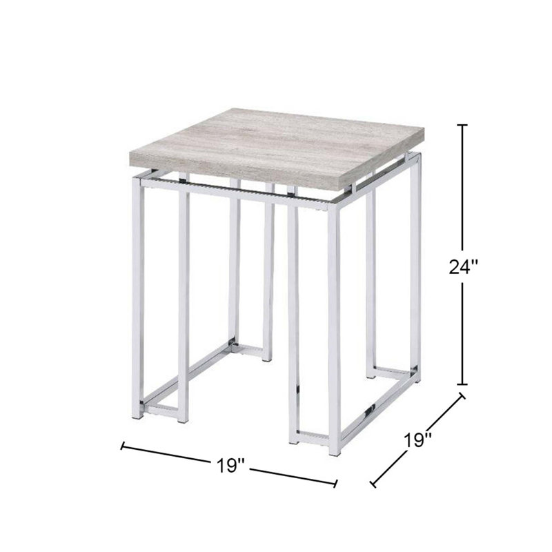 Table basse carrée avec base en métal