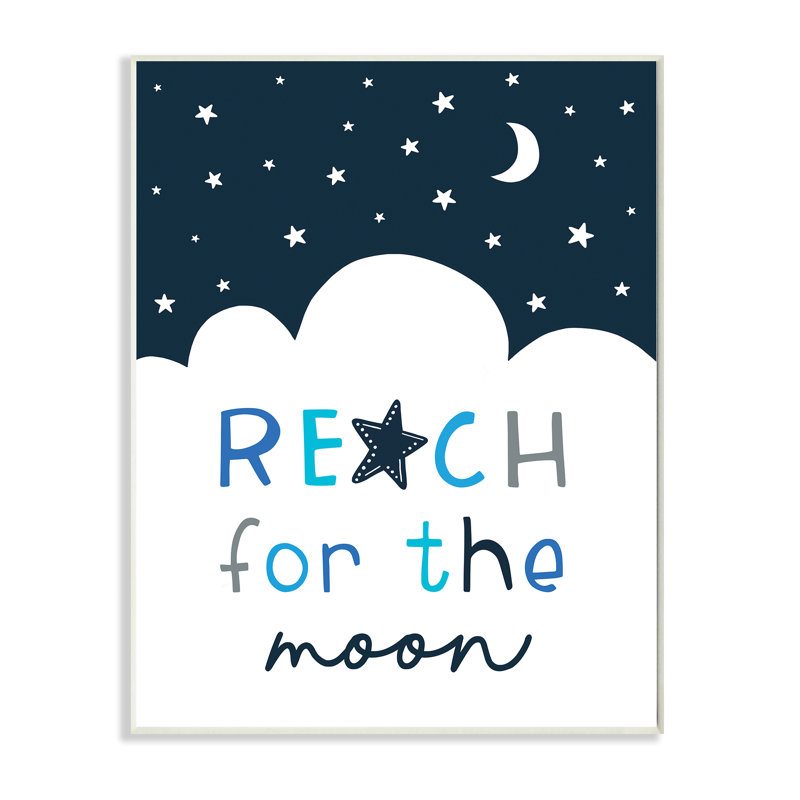 Reach For Moon Moon, Bois naturel, H 19 po x l 13 po x P 0,5 po