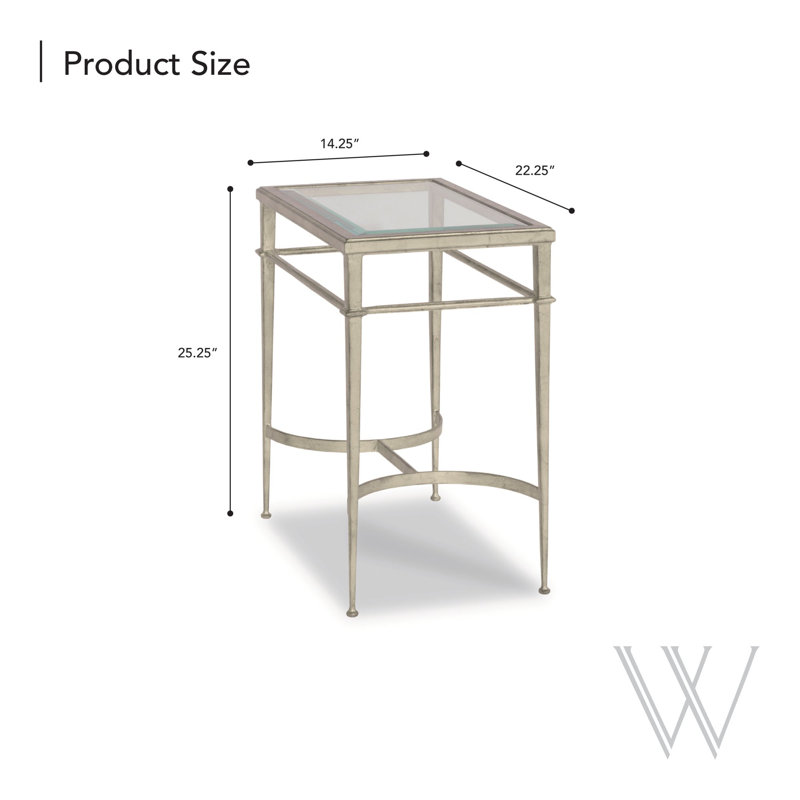 Table de bout en verre Madeleine, Argent