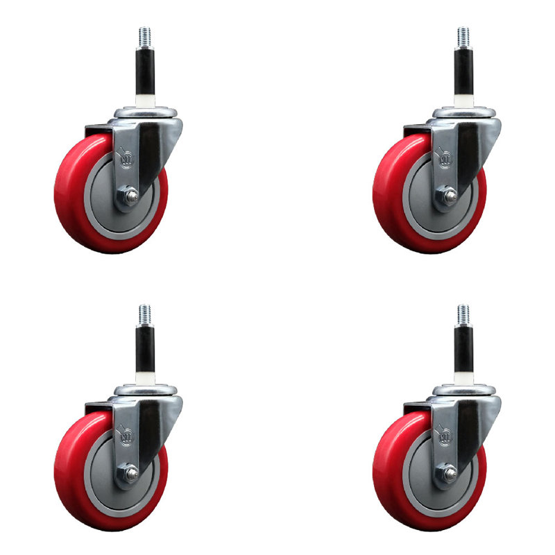 Ensemble de roulettes extensibles 4/8 pouces 4 po, Rouge