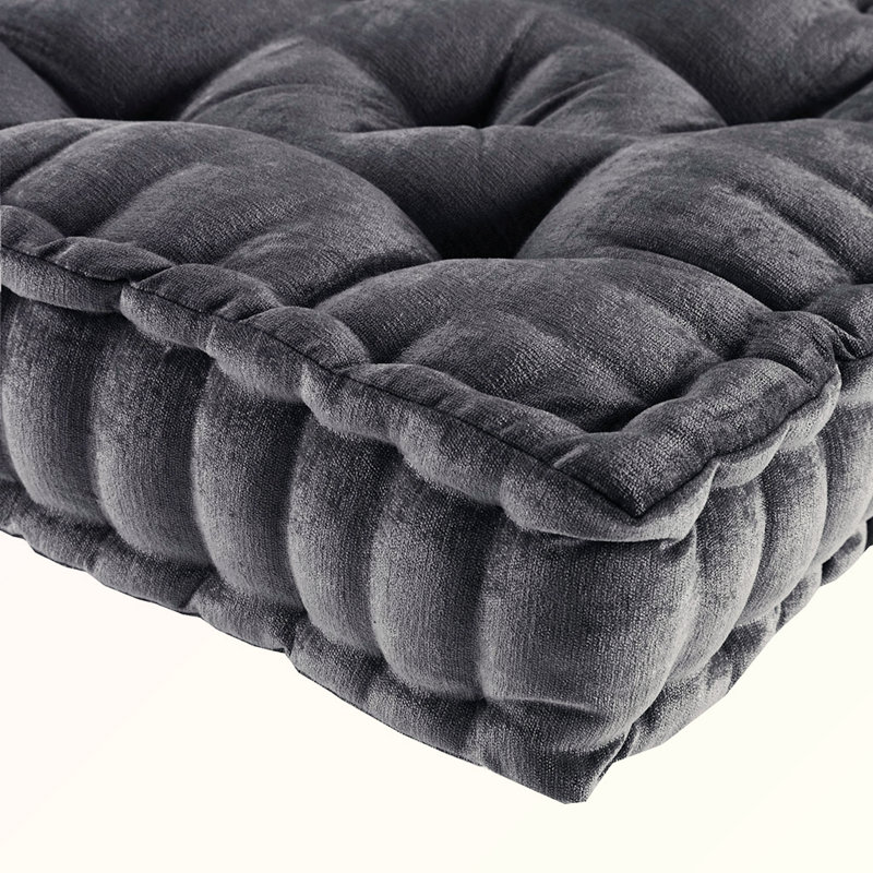 Coussin de sol carré en poly chenille, Noir
