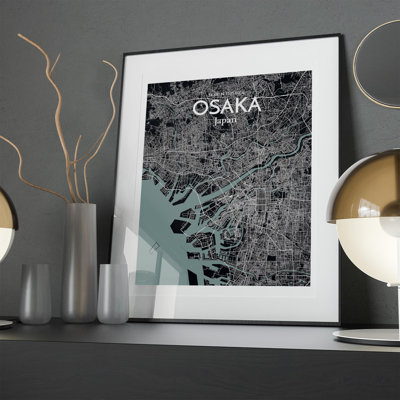 Osaka City Map In Midnight - No Frame Print