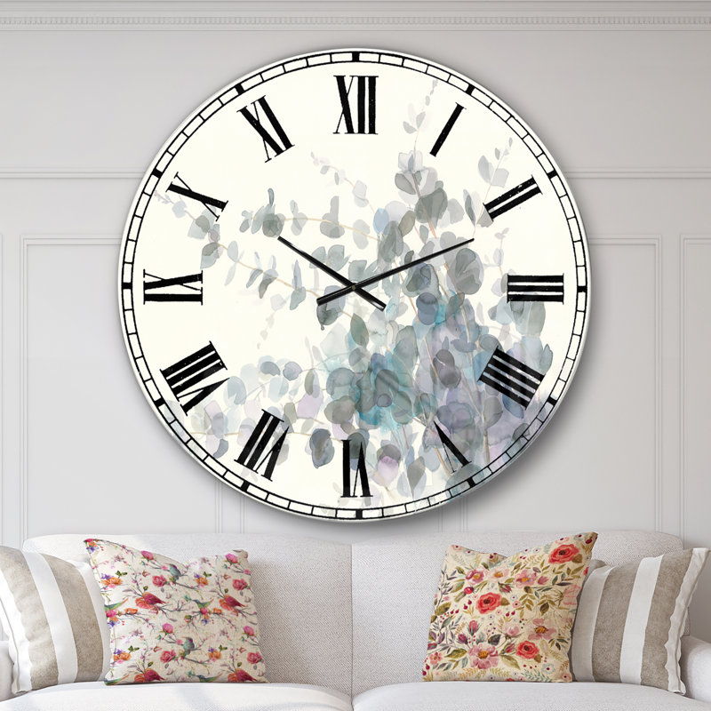 Gris aquarelle II - horloge murale traditionnelle, Surdimensionné