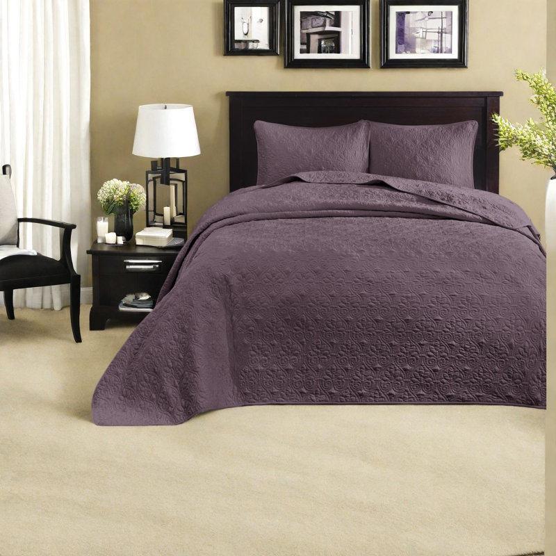 Ensembles de literie luxueux pour lit très grand, conception réversible mauve pour la maison