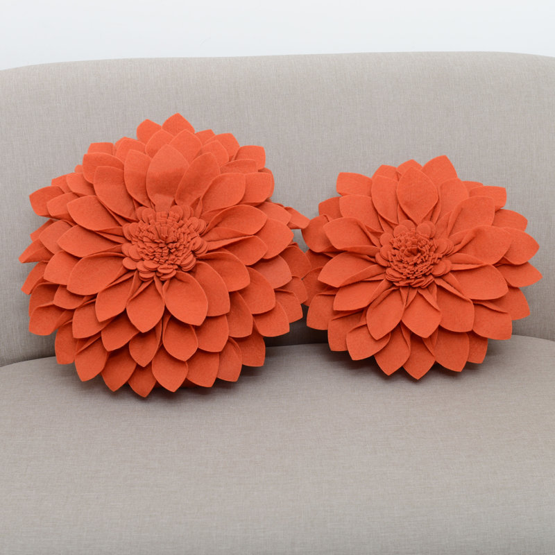 Fleur De Jardin Collection Ruffled Throw Pillow, 13" x 13", Terracotta