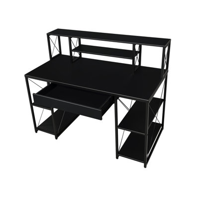 Bureau noir avec finition thermolaquée, conception moderne et options de rangement