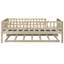 Lit de jour simple naturel avec lit gigogne et clôture sécurisée - Barrières de sécurité pour lit stable et confortable-461886446-461886444