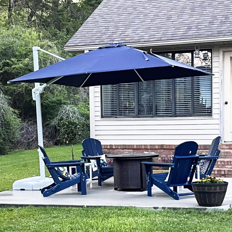 Parasol carré en polyester en porte-à-faux, Gris, L 120 po x P 120 po