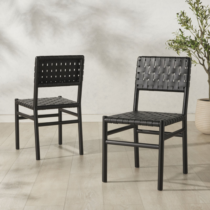 Jeremiah Leather Upholstered Dining Chair, Black