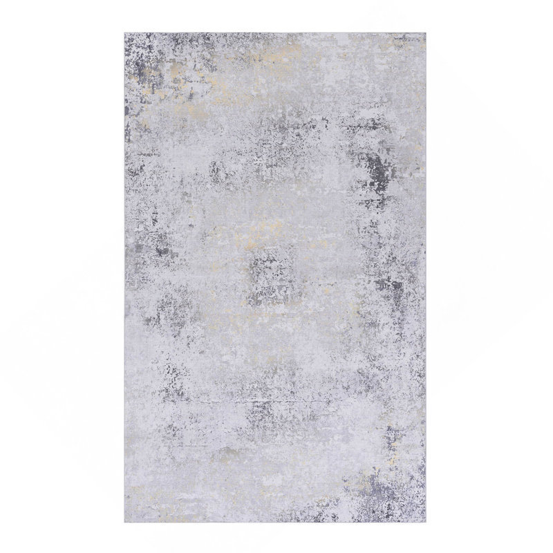 Gold Washable Rug 6X9 Area Rug (Gray+Gold, 6' X 9'), Rectangle 6' x 9'