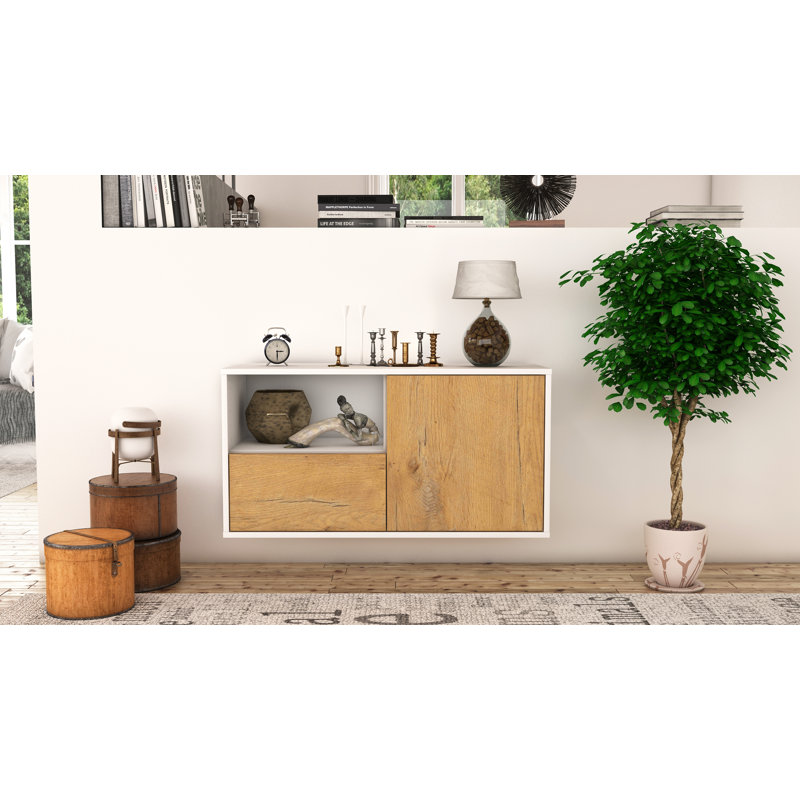 Lavella Unfinished Floating TV Stand, Oak