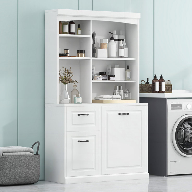 Armoire de rangement de salle de bain avec panier inclinable