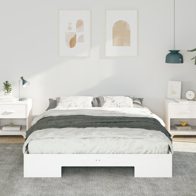 Floor Bed Frame With Storage Solid Pine Wood