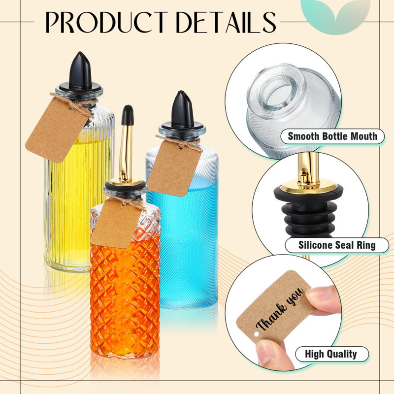 12 Sets Glass Coffee Syrup Bottles Simple Syrup Dispenser Bottles With Pourers Dust Lids Labels And Funnel Coffee Bar Accessories Glass Dispenser(Basic Style)
