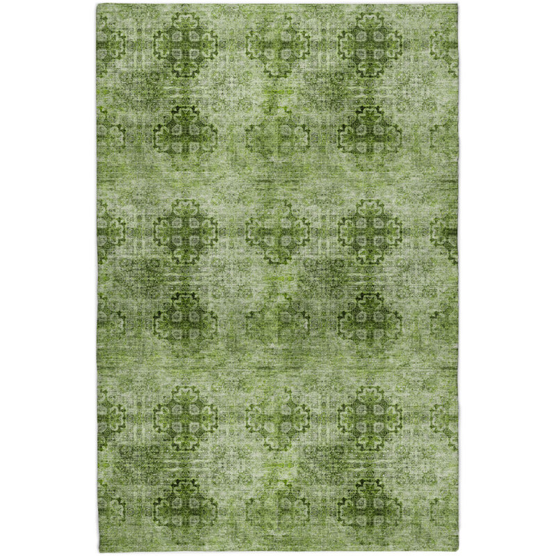 Premium Machine Washable Dream Shag ADS557 Medallions Rug, 10' x 14', Olive
