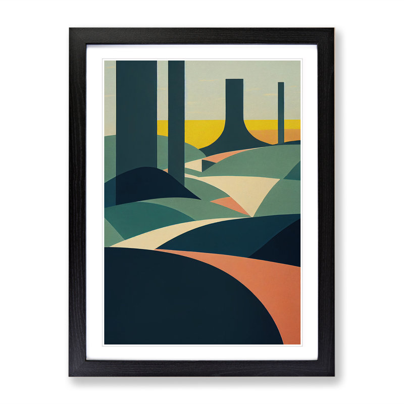 Forest Shapes No.1 - Framed Print, 46cm H x 34cm W x 2cm D, Black