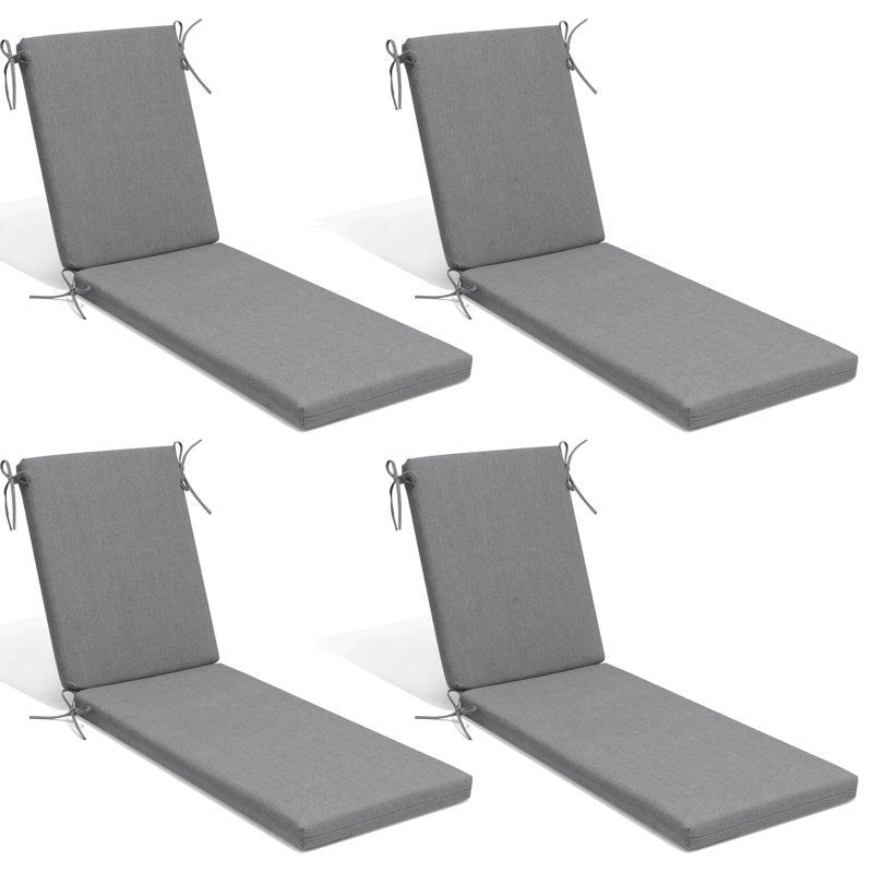 Coussin de chaise longue d'extérieur (ensemble de 4), L 23 po x P 80 po, Gris clair