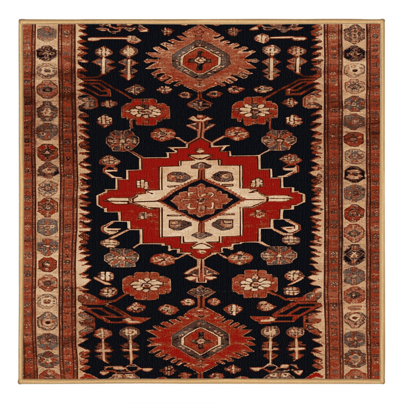 Tapis brun turc lavable à la machine, Carré 6 pi