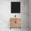 Meuble-lavabo autoportant de 30 po avec lavabo - Armoire en bois massif avec lavabo en céramique, portes à fermeture en douceur et rangement réglable pour les petites salles de bain-414876378