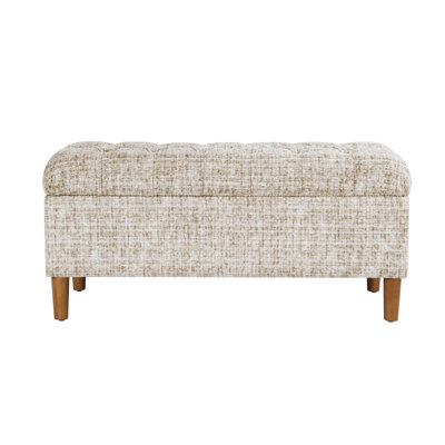 Button Tufted Storage Bench with Cone Wood Legs