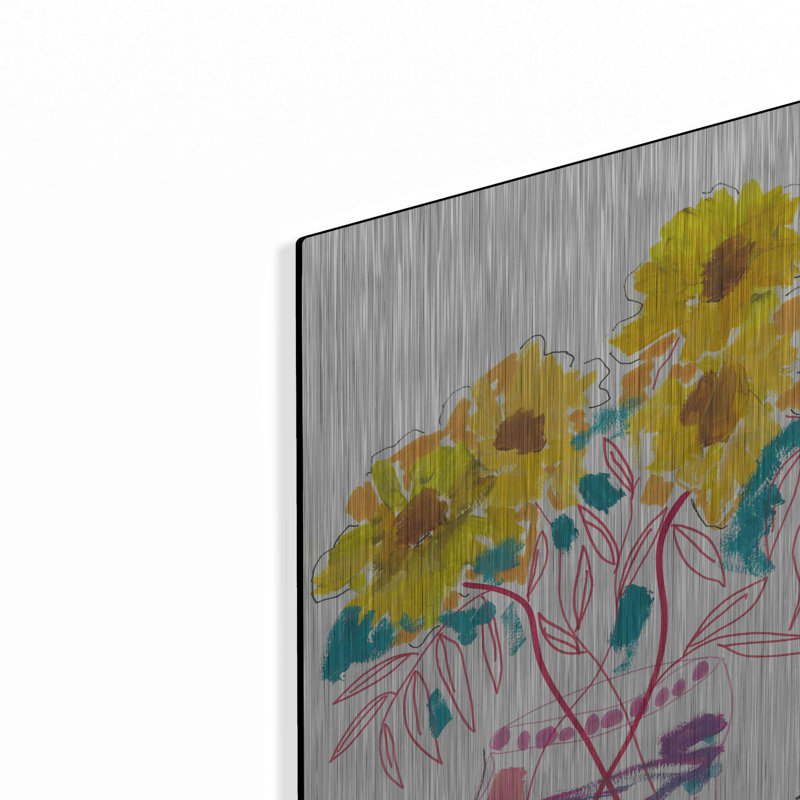 Luxe métal art «Sunny Blooms» par Kait Roberts, Met «Sunny Blooms» par Kait Roberts, H 16 po x l 12 po