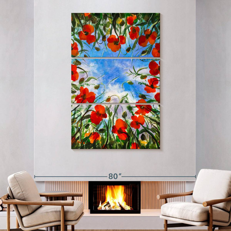Coquelicots rouges Harnek, H 74 po x l 48 po