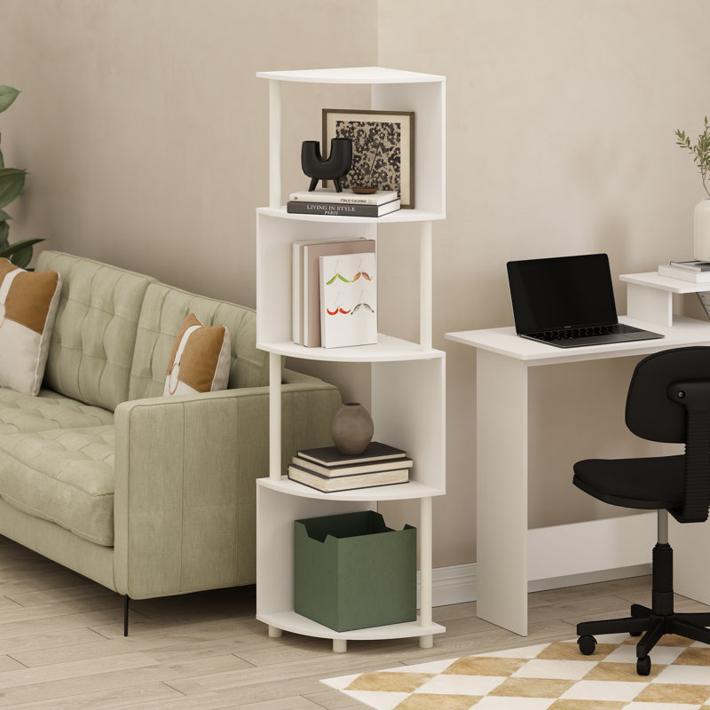 Sharwin 146.61cm H x 35.99cm W Corner Bookcase, White