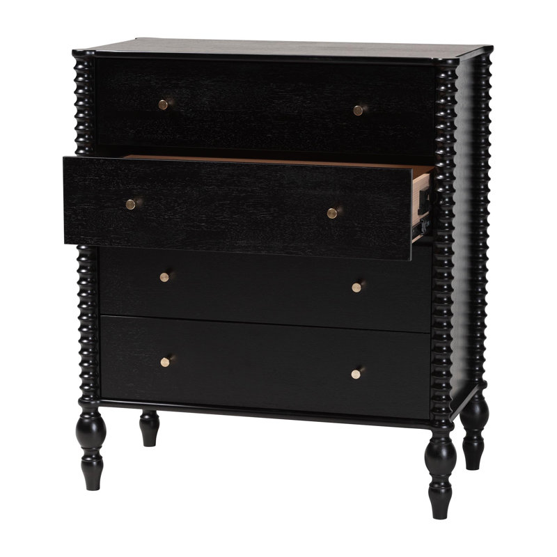 Commode à 4 tiroirs Baxton Studio Cherryl, Black