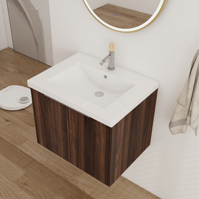 Meuble-lavabo simple avec plateau 23,94 po Sivansh, Brun