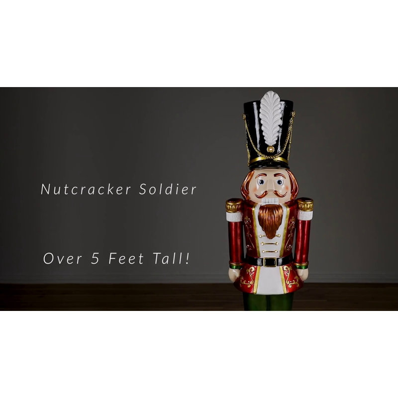 Festive 5.25' Red Green Fiberglass Christmas Nutcracker Soldier