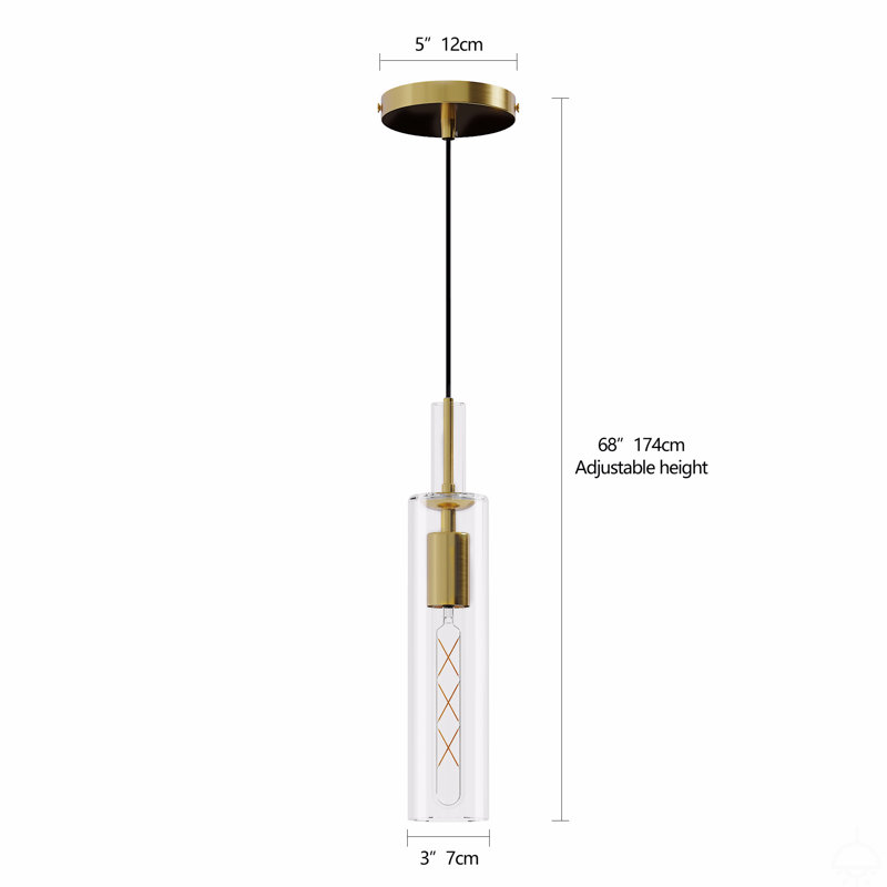 Luminaires suspendus, ensemble de 3 luminaires suspendus modernes avec abat-jour en verre transparent rayé