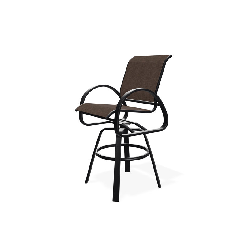 Chaise de café pivotante en aluminium Aruba II, Noir, Moka Sunbrella®, 29