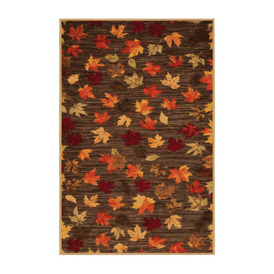 Washable Fall Leaves Farm Area Rug