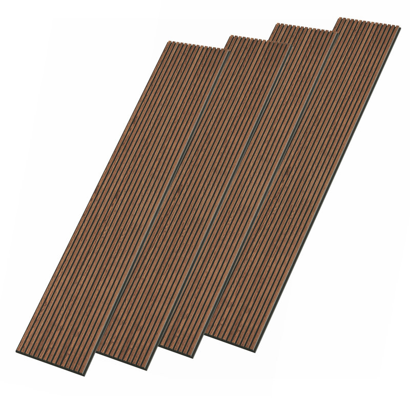 4 panneaux muraux à lattes de bois 3D (4 pièces) x 106 po x 20,5 po, Brun classique