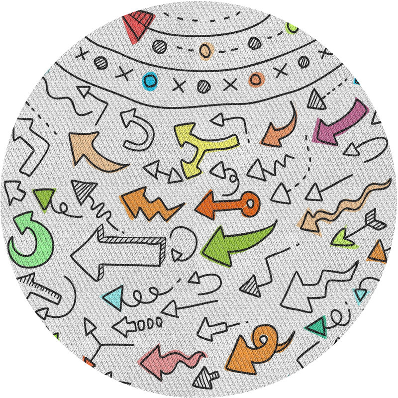 Tapis gris / orange / vert Dart, Rond 6 pi