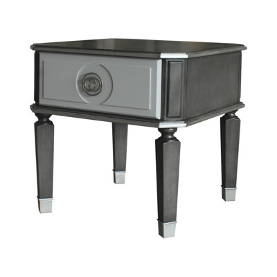 Baretta 1 - Drawer End Table in Charcoal and Gray