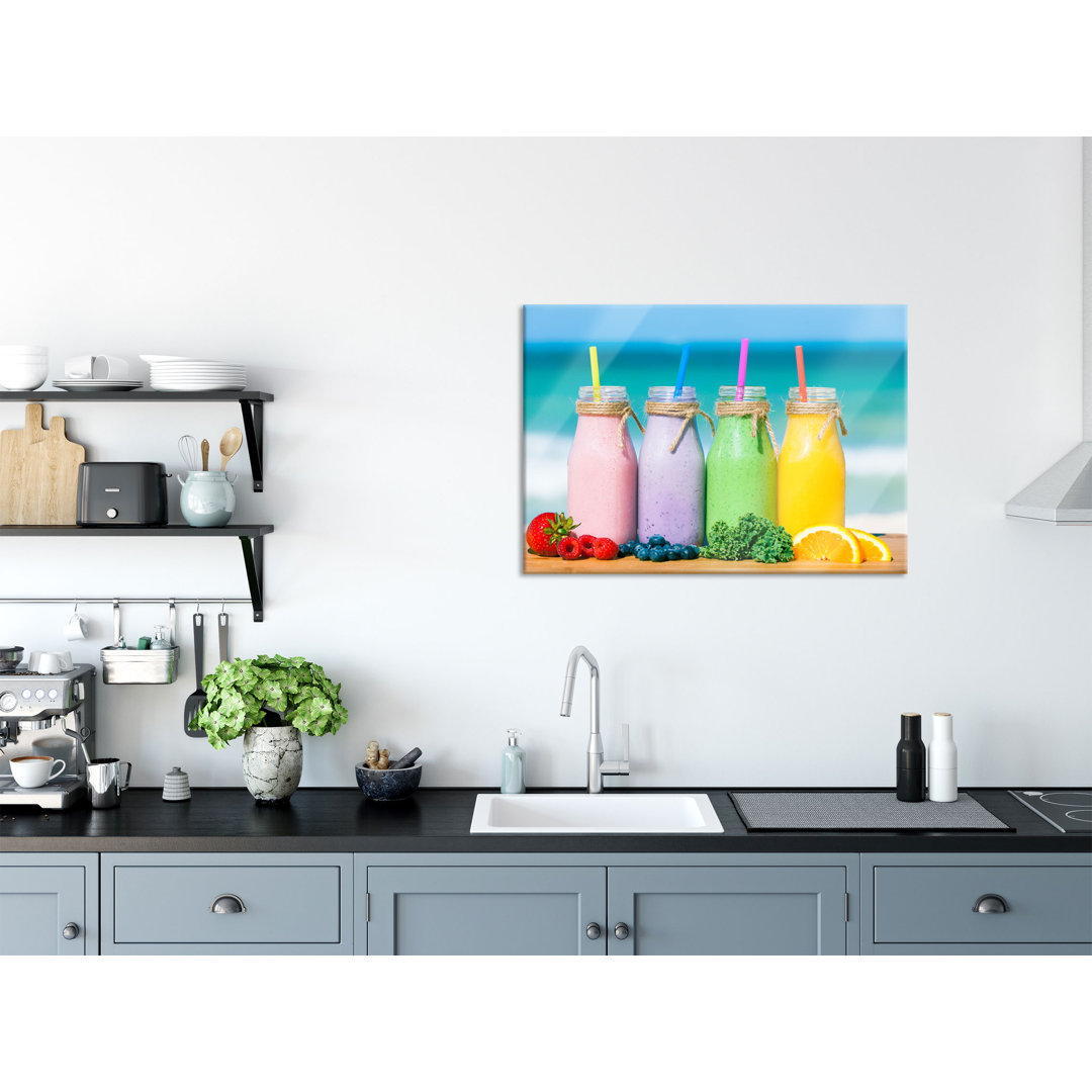 Glasbild Smoothies in verschiedenen Farben