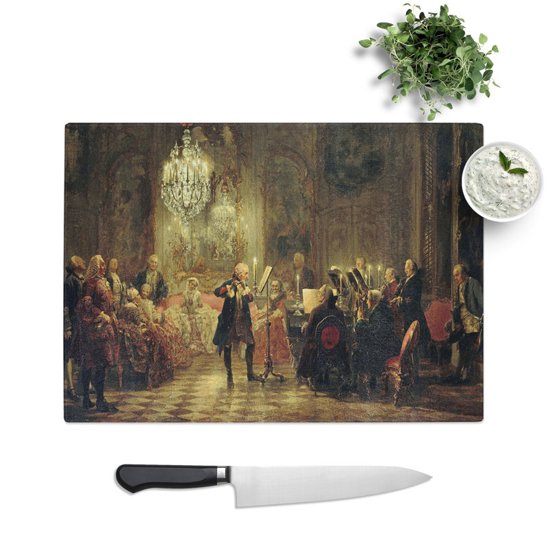 Frederick Playing the Flute by Adolph Menzel Chopping Board, 0.4cm H x 28.5cm W x 39cm L