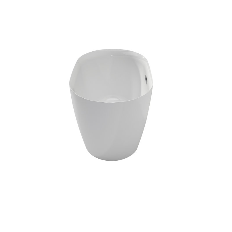 43" Premium Acrylic Free Standing Bath Tubs Modern Soaker Tub With Seat In White